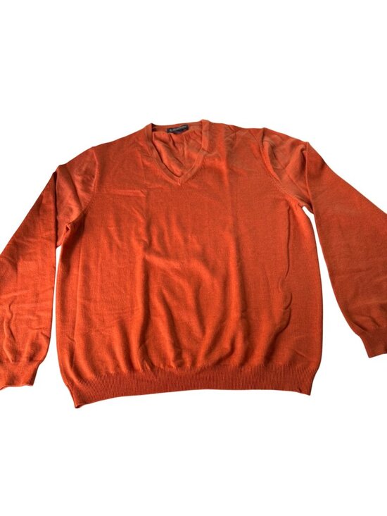 Brooks Brothers Other - Brooks Brothers XL Mens V-Neck Sweater Burnt Orange Italian Wool Blend FLAW